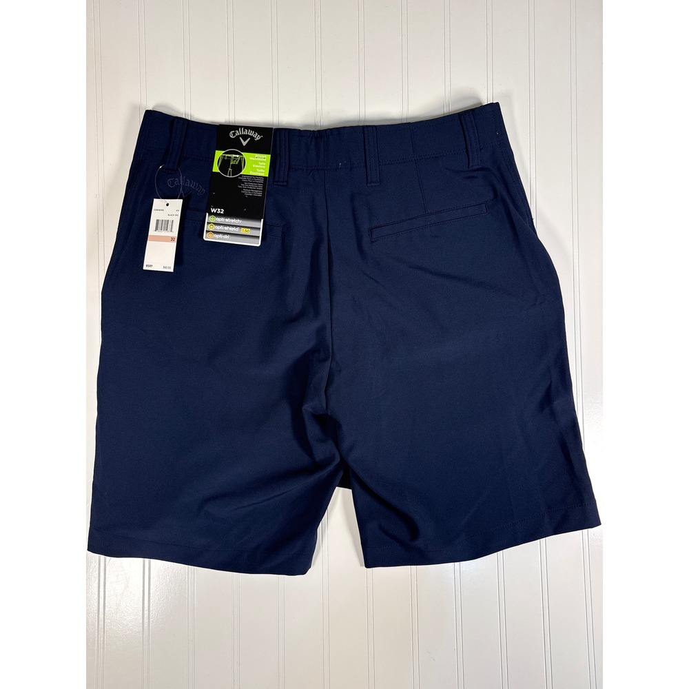 Callaway Mens Golf Shorts W32 Black Iris Navy Blue Opti-Dri Stretch CGBS80R8